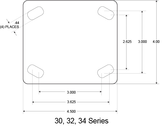 Heavy Duty Caster Wheel Top Plate Dimensions 