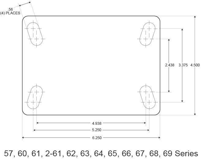 Heavy Duty Caster Wheel Top Plate Dimensions 